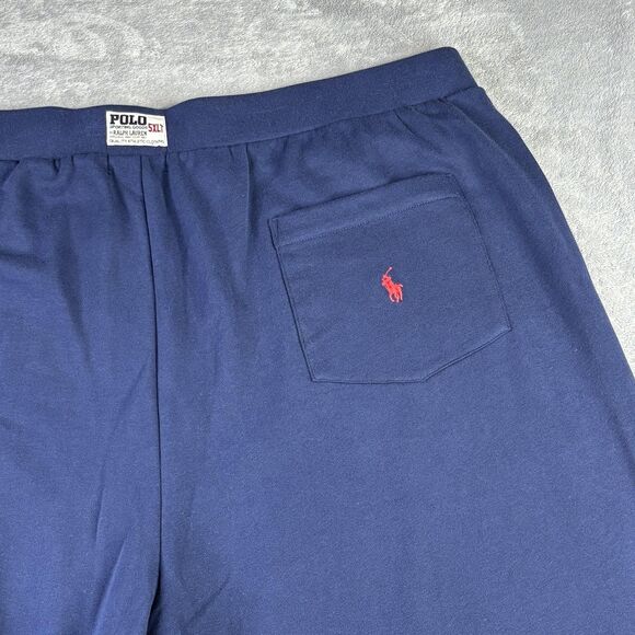 Polo Ralph Lauren Shorts Mens 5XLT Navy Fleece Sweatshorts Drawstring 1967 - Picture 14 of 15